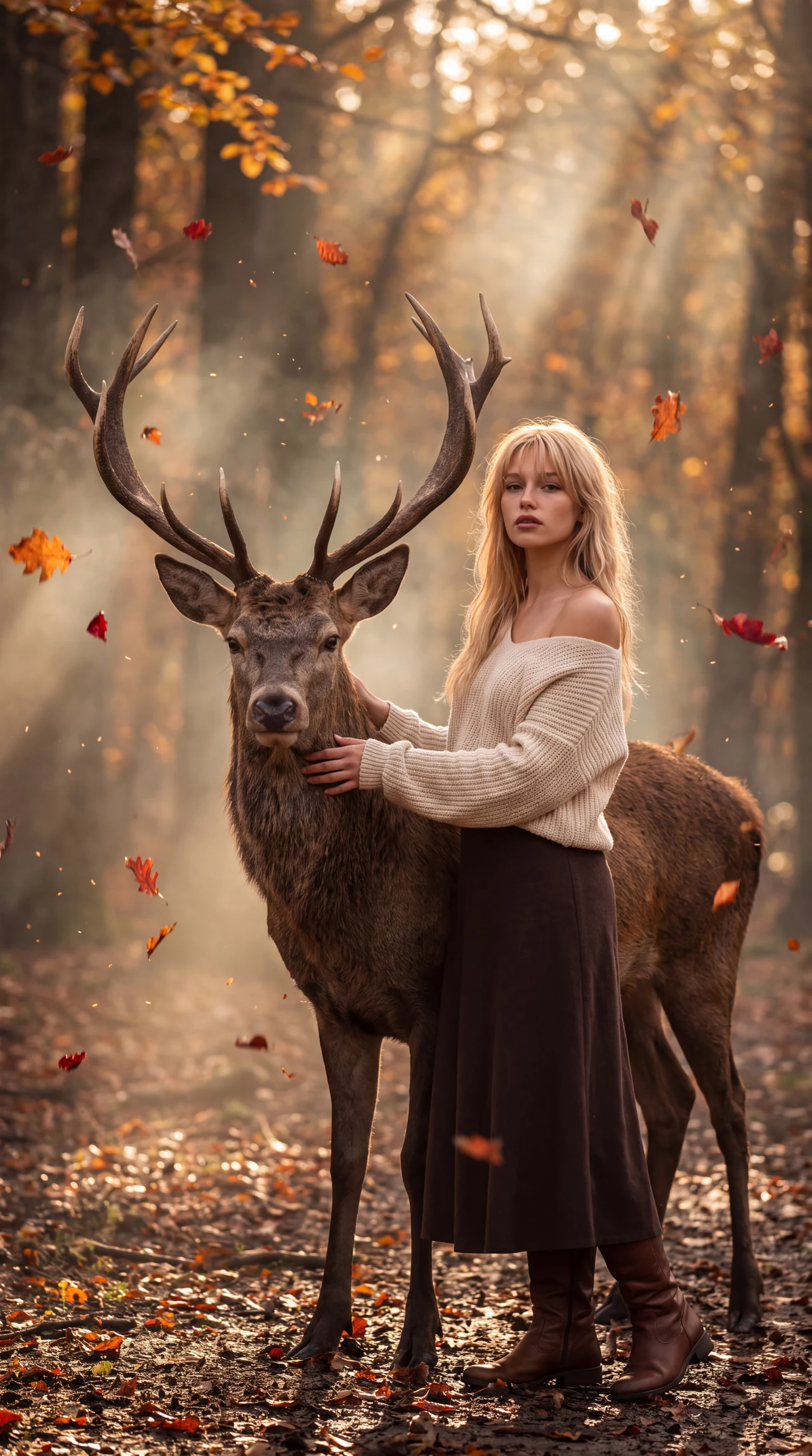 Осенняя сказка в лесу 🍂✨ Сделай такой же атмосферный кадр с величавым оленем, мягким свит…