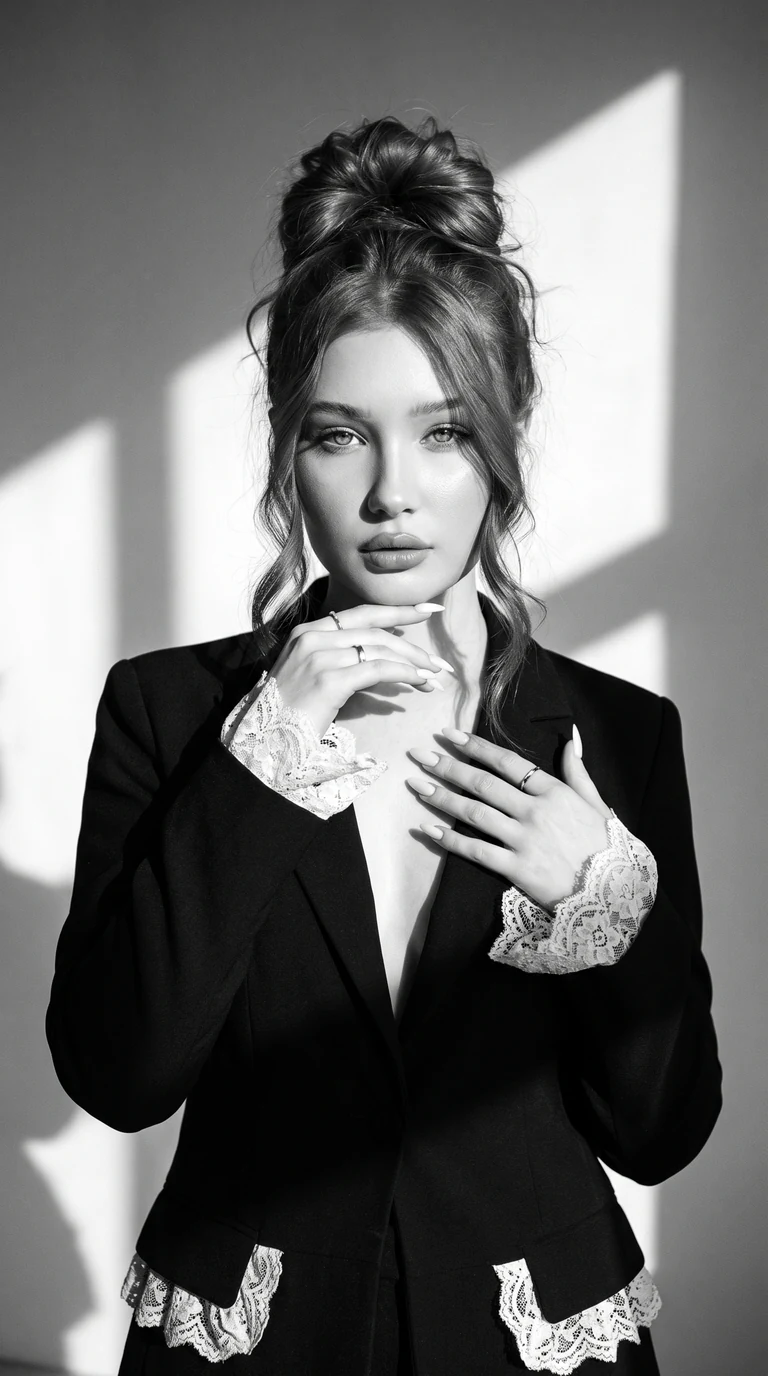 Чёрно-белый fashion-портрет 🖤 Ты можешь сделать такое же фото в пару кликов жми «Повторит…