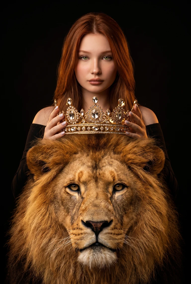 Королева и её лев 👑🦁 Ты можешь сделать такое же фото в пару кликов жми «Повторить» 🔄 Загр…
