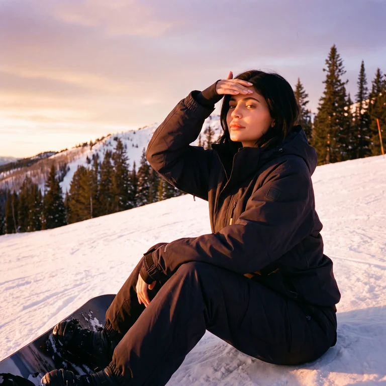 На склоне на закате 🏂✨ Сделай такое же фото в пару кликов жми «Повторить» 🔄 Загрузи своё…