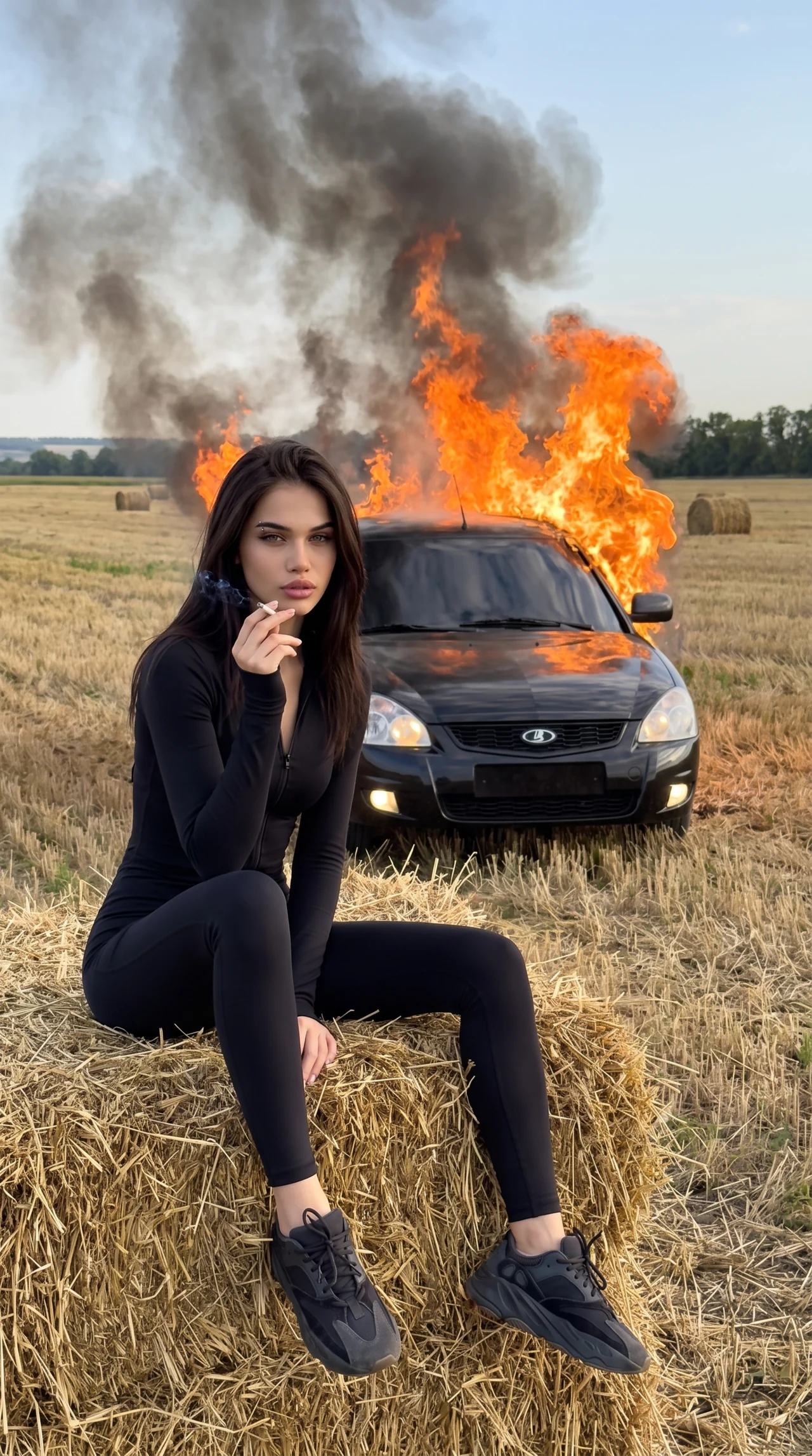 Огонь позади 🔥🚘 Сделай такой же дерзкий кадр с горящей машиной — авто можно заменить на с…
