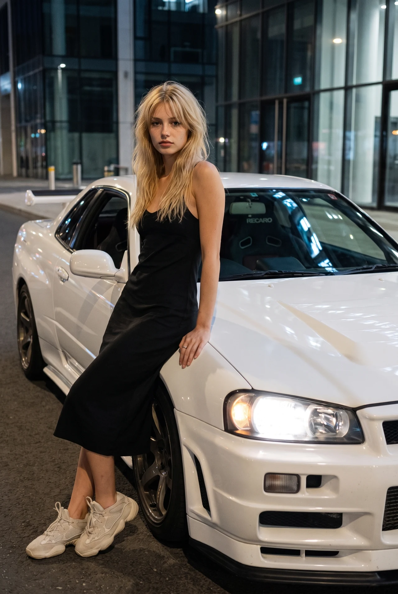 JDM Night Muse 🤍🏎️ Сделай такой же стильный ночной кадр у белого Nissan Skyline GT-R R34…