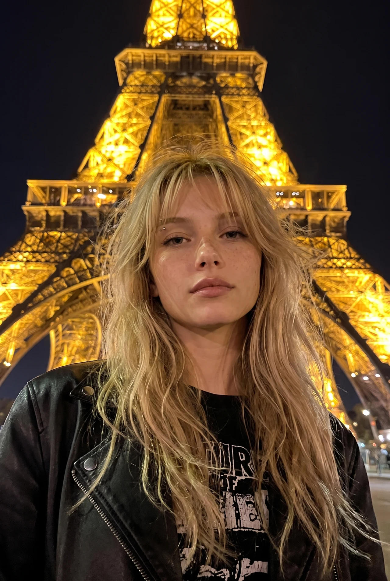 Paris After Dark ✨🗼 Сделай такой же близкий ночной кадр у сияющей Эйфелевой башни с тёплы…