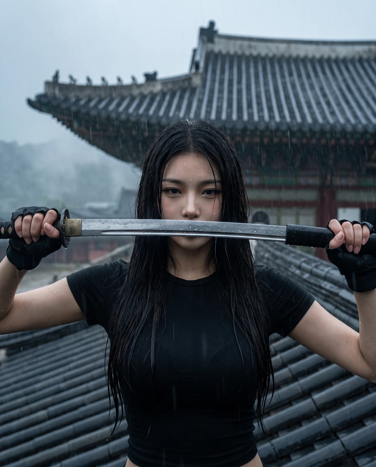 Rainblade Mood 🌧️⚔️ Сделай такой же атмосферный кадр под дождём — мокрые волосы, катана в…