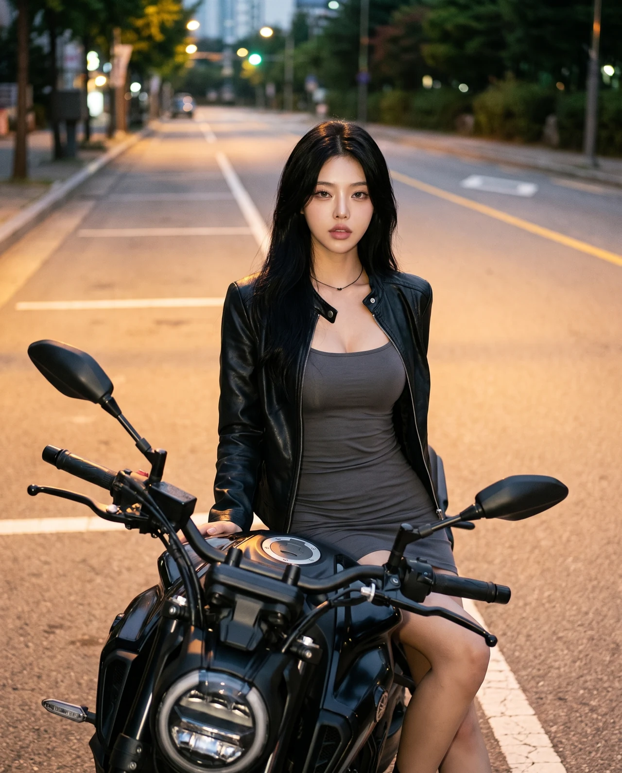 Midnight Rider Mood 🏍️🌙 Сделай такой же стильный кадр на мотоцикле — пустая вечерняя улиц…