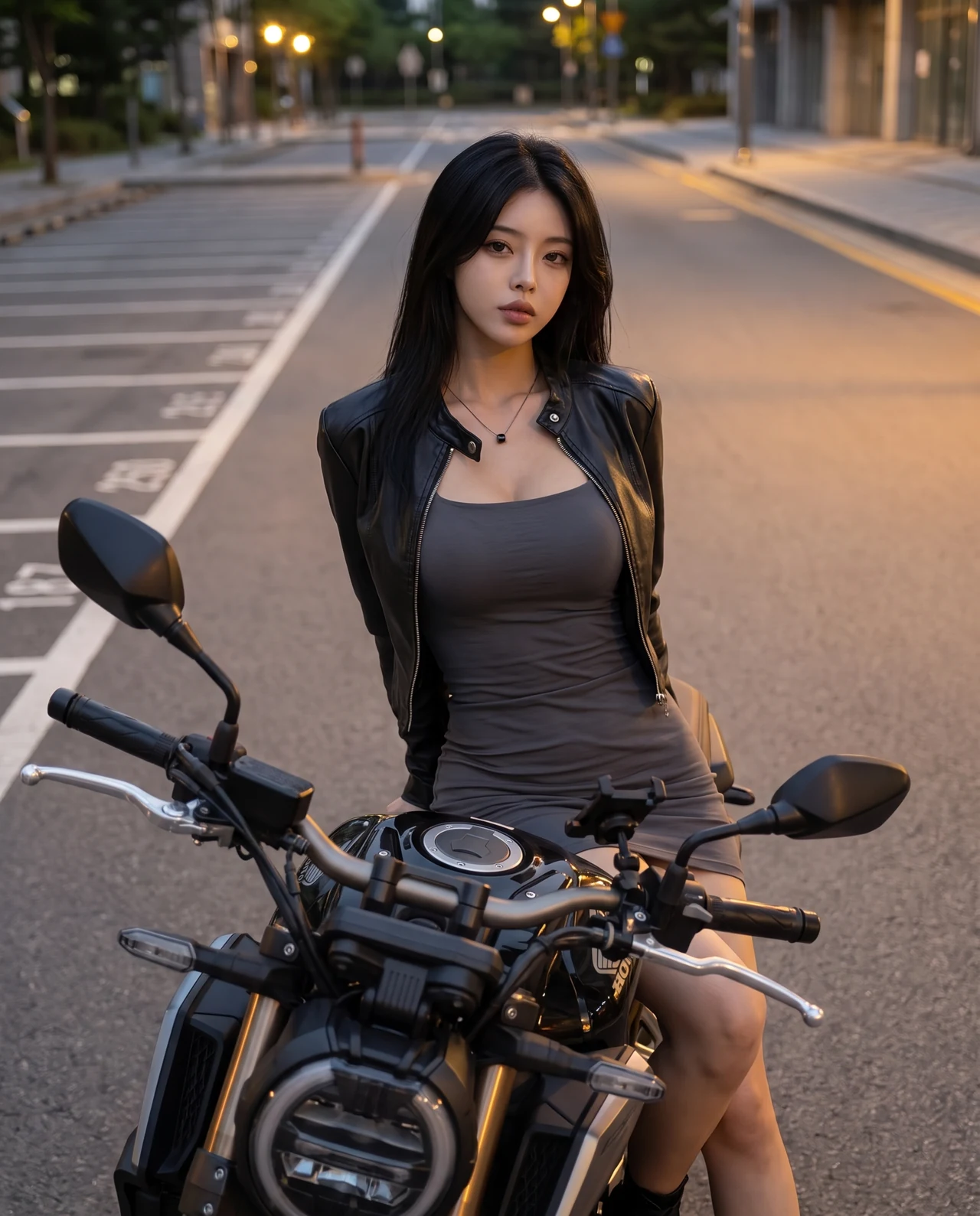 Midnight Rider Mood 🏍️🌙 Сделай такой же стильный кадр на мотоцикле — пустая вечерняя улиц…