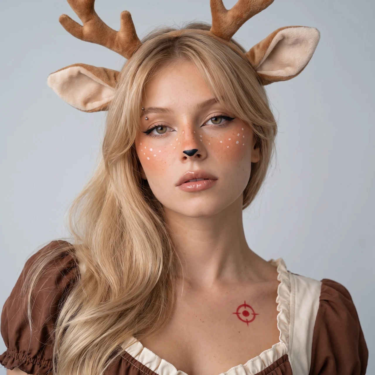 Deer Beauty Mood 🦌🤎 Сделай такой же атмосферный beauty-кадр — оленьи ушки и рожки, нежный…
