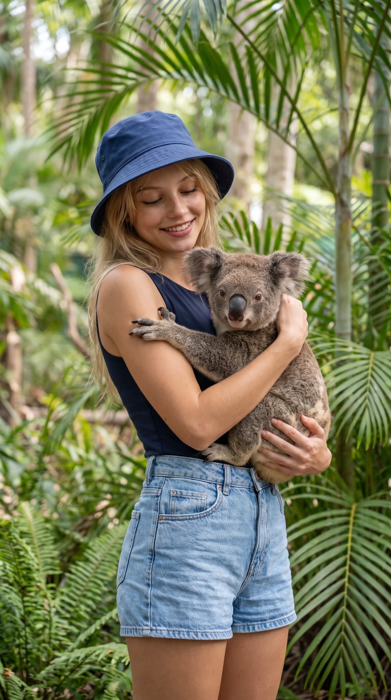 Koala Cuddle Mood 🐨🌿 Сделай такой же тёплый wildlife-кадр — коала на руках, тропическая з…