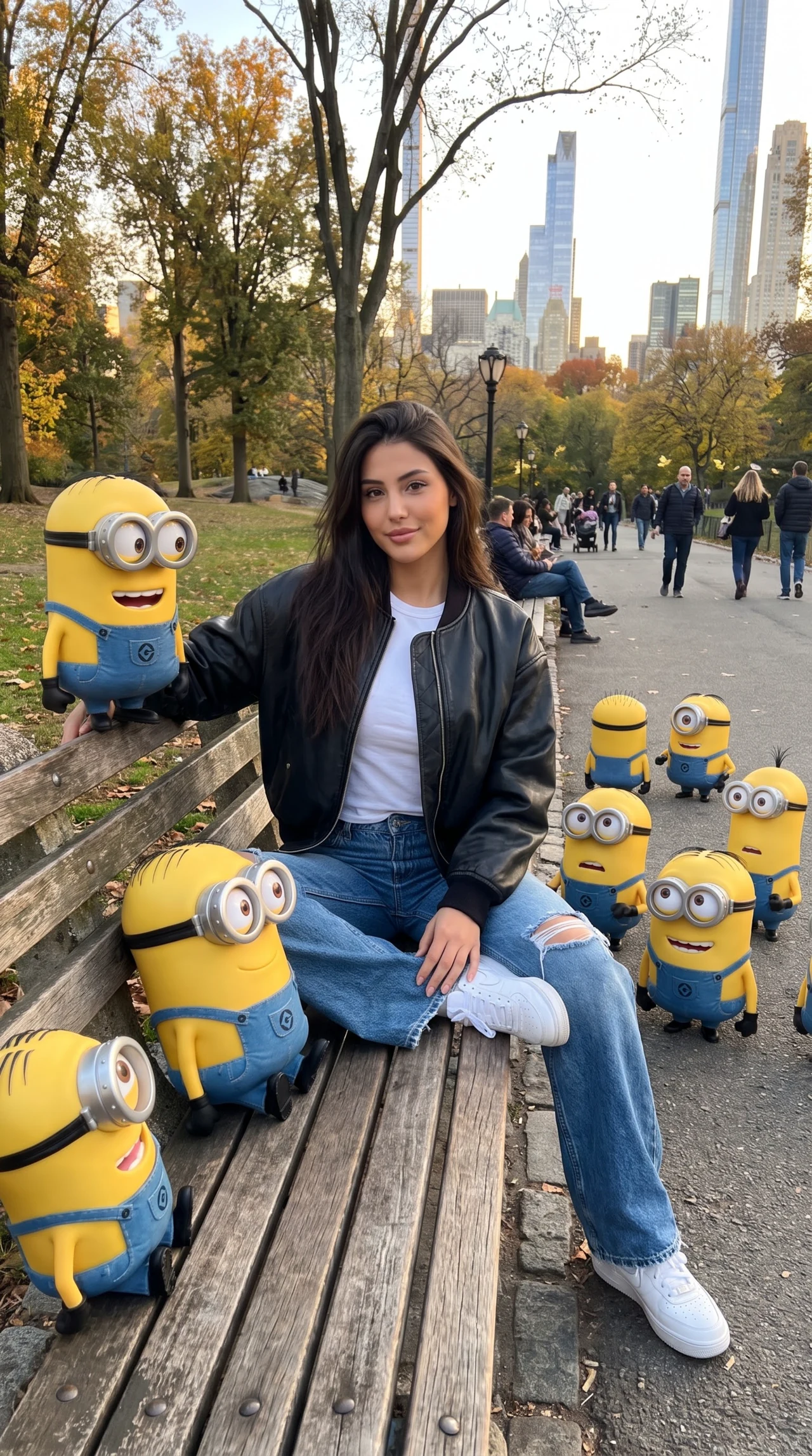Minions Take Manhattan 💛🗽 Сделай такой же забавный New York-кадр — лавочка в Центральном…