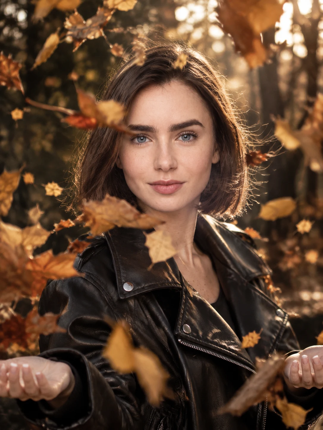 🍁 Осеннее фото где с подбрасыванием листвы. Загрузите 1 фото где видно ваше лицо. Осенний…