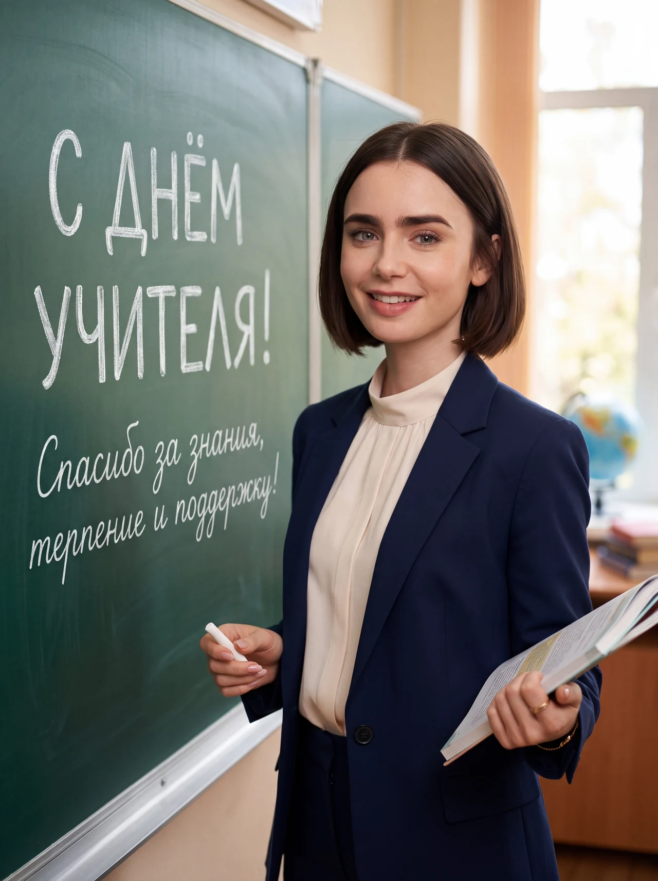📸 Загрузите своё фото где видно ваше лицо Фотография поздравление с Днём Учителя