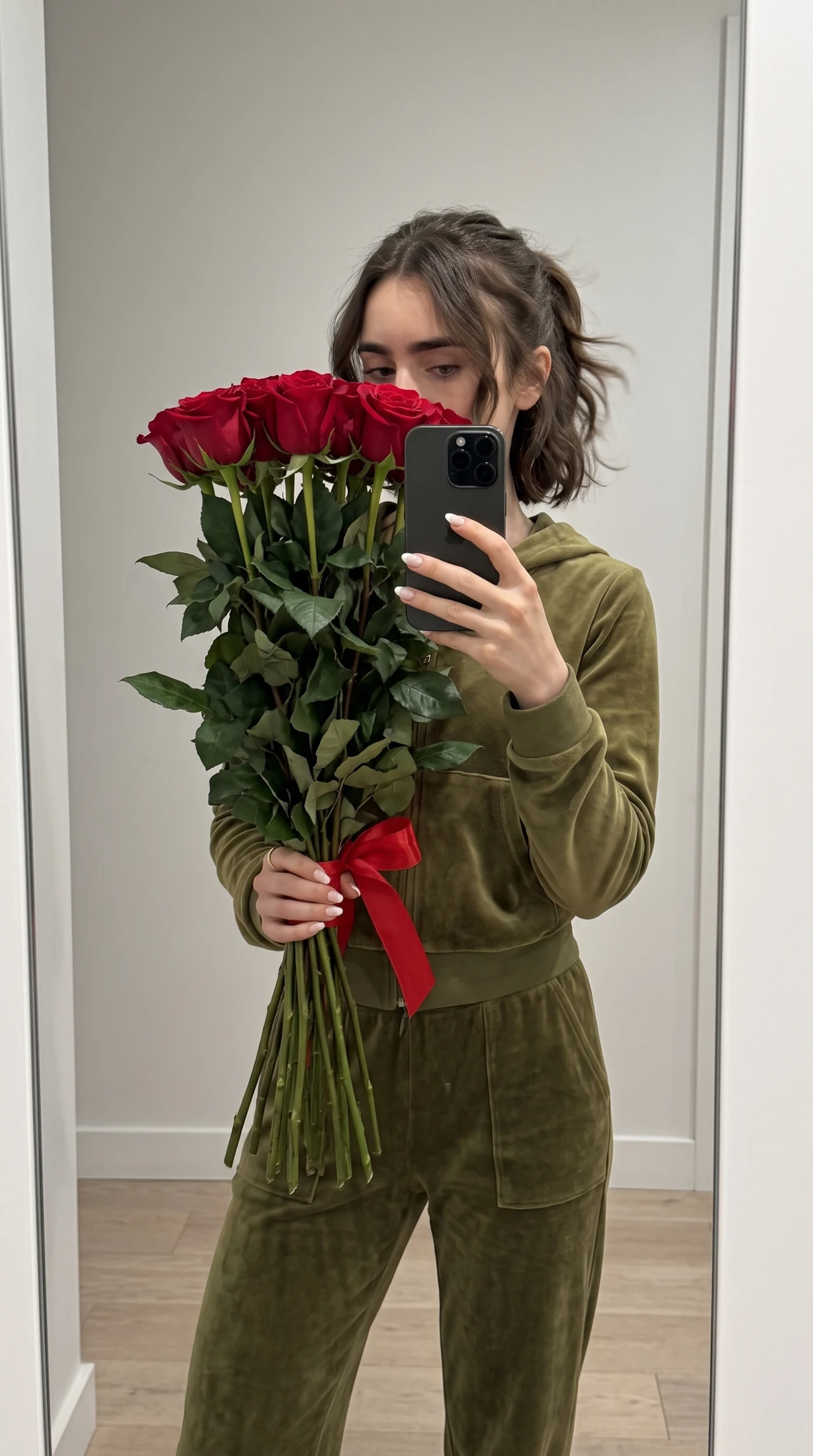 🌹 Селфи с букетом цветов. Чтобы сделать так же нажмите на значок 🔄 и загрузите своё фото…