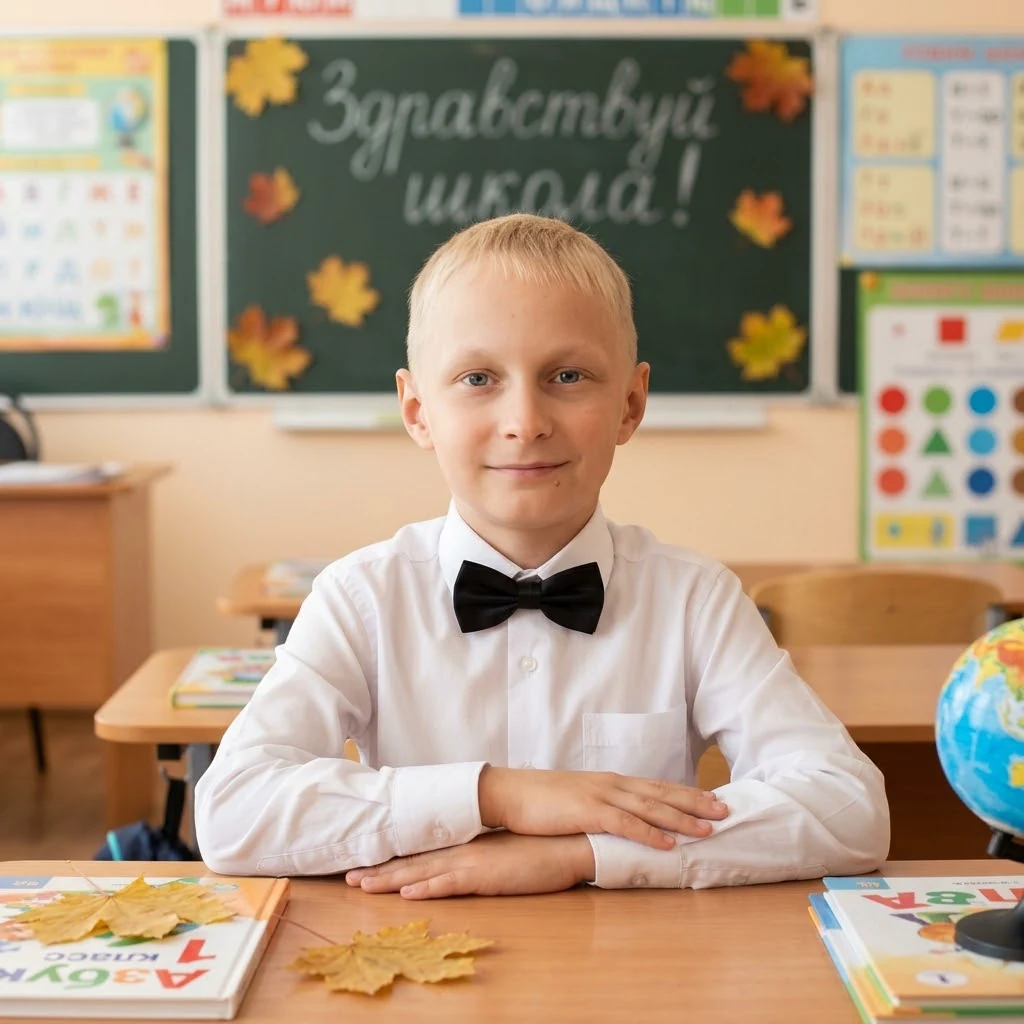 📸 Студийное фото на 1 сентября для мальчика. Возраст ребенка можно будет поменять в промп…