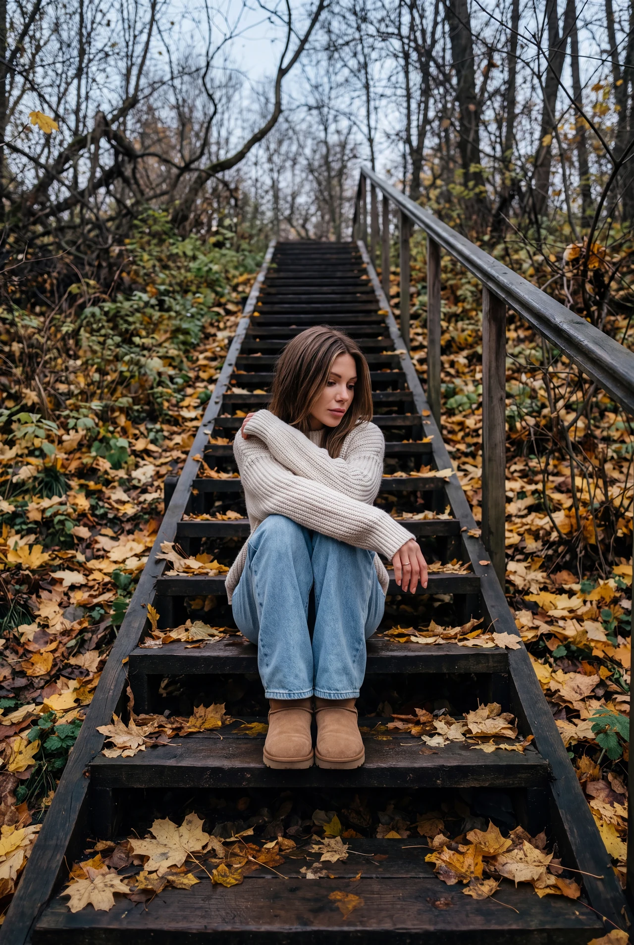 Свитерная погода официально вступила в свои права. 🧶☕️ Повторяй в 1 клик 🍁🧣