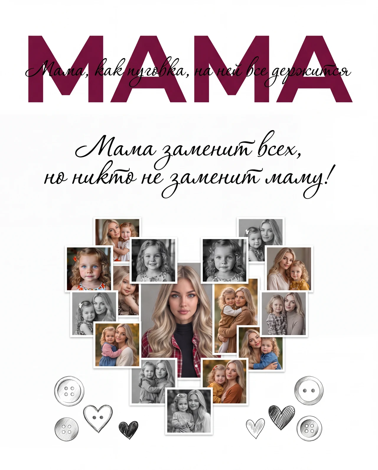 Коллаж постер для мамы ❤️ День матери 29 ноября ❤️ чтобы повторить нажмите 🔁