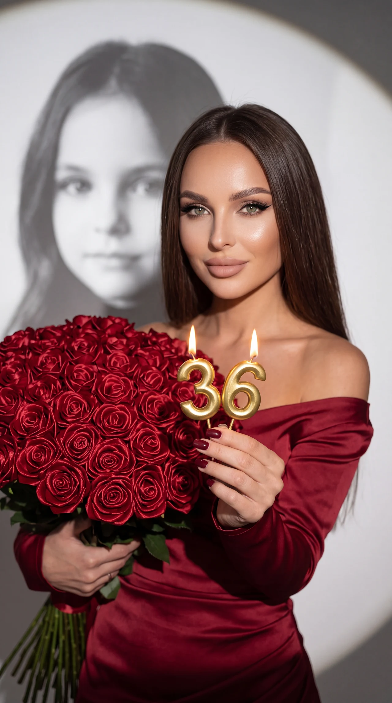 Фото на день рождения с маленькой собой 💕 Возраст можно поменять в настройках, нажмите 🔁…