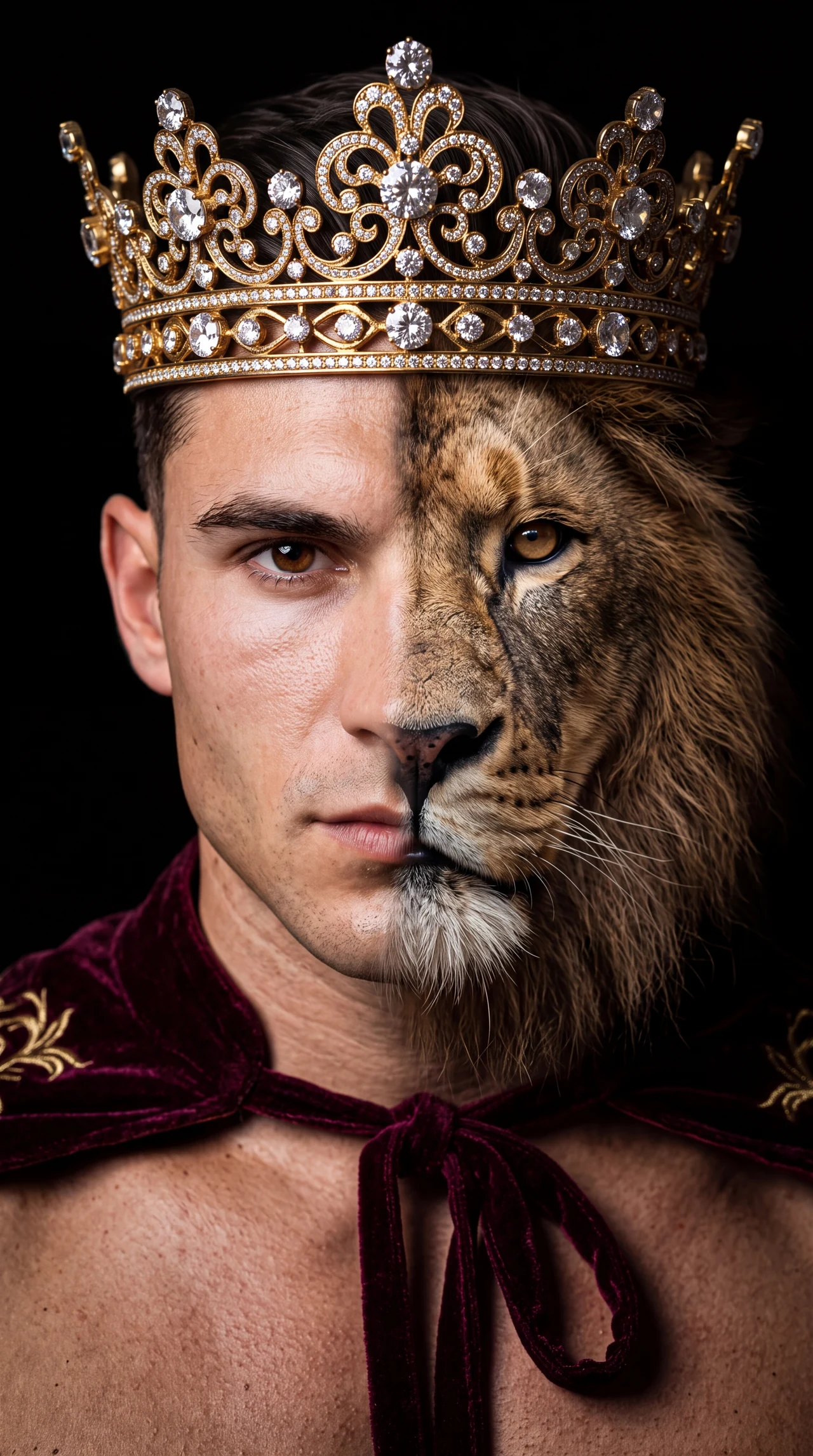 Крупный портрет. Король Лев 🦁 👑 ⭐️⭐️⭐️ЭКСКЛЮЗИВ. Авторский промпт.