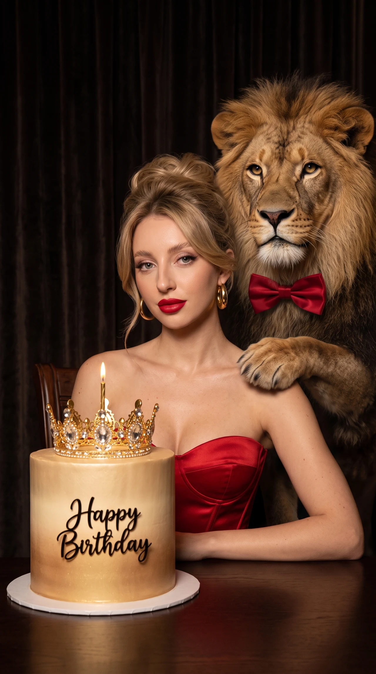 Королева с царем зверей 🦁 Трендовое фото со львом ко Дню Рождения! 🎉🎊💥