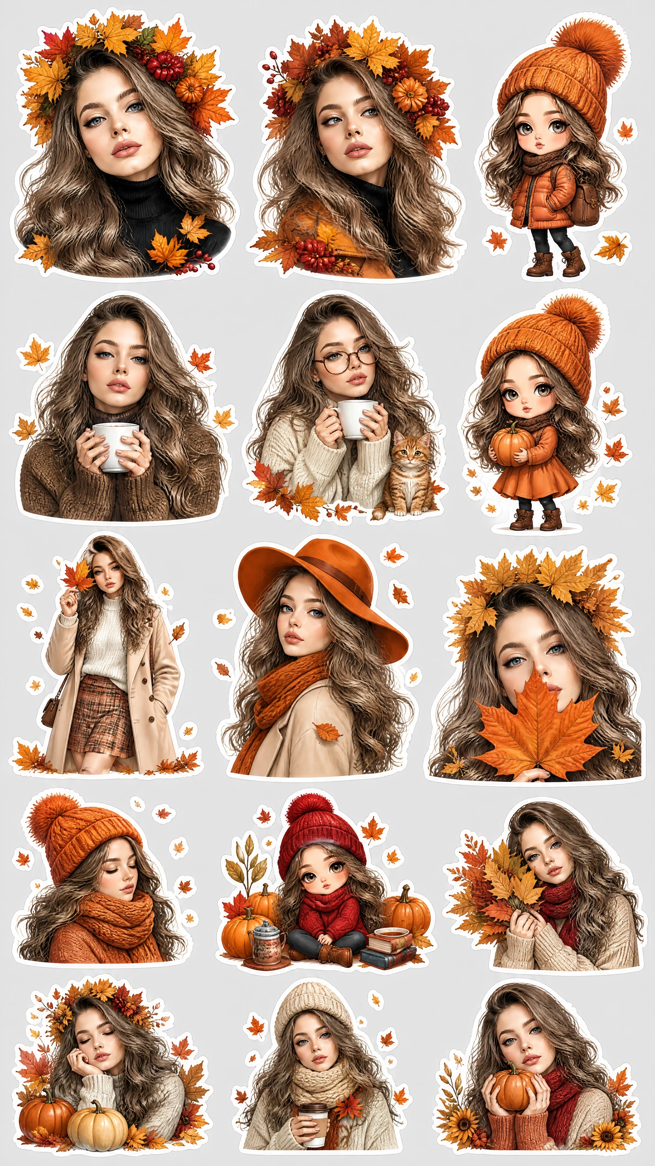 🍂🩷 ОСЕНЬ, НАБОР СТИКЕРОВ ....... 👆🏼 Нажмите на 🔄 чтобы повторить ✨