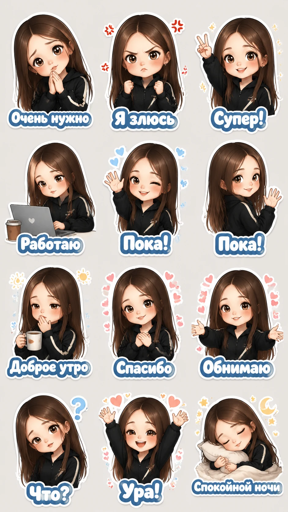 👸🏼 Делаем детский набор стикеров . 👆🏼 Нажмите на ФОТО чтобы повторить ✨