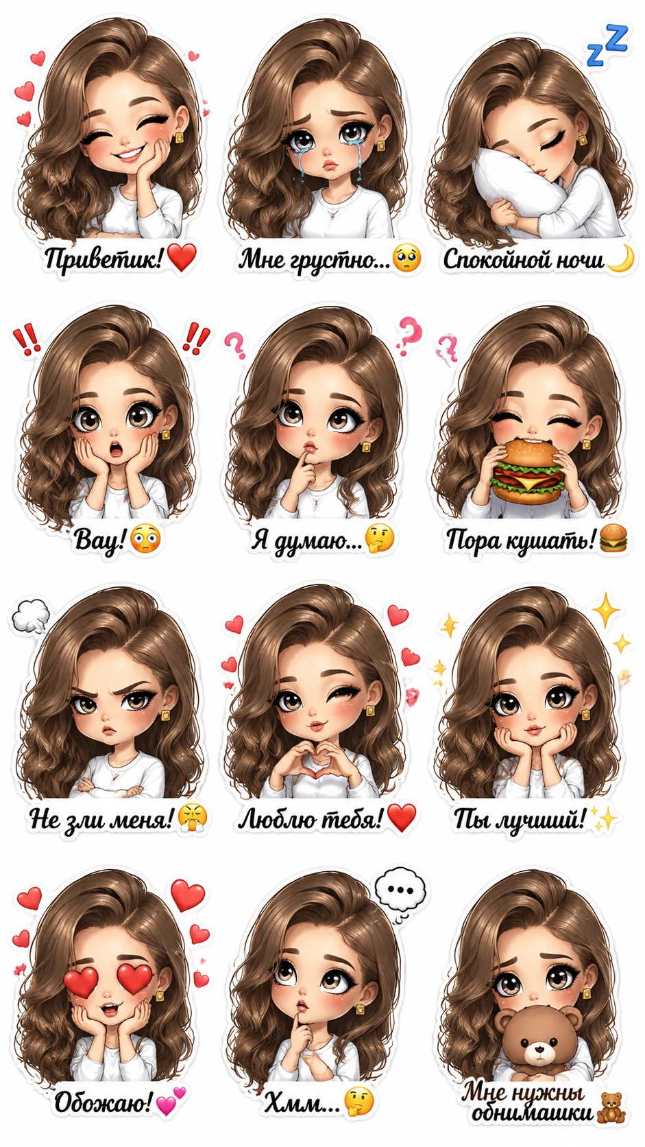 🥰 Мои эмоции . Набор из 12 стикеров с Вашим фото .... 👆🏼 Нажмите на ФОТО чтобы повторить ✨