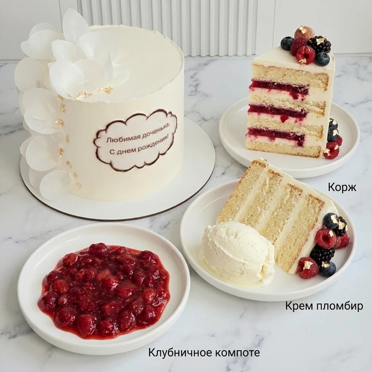 Торт Молочная девочка с клубникой