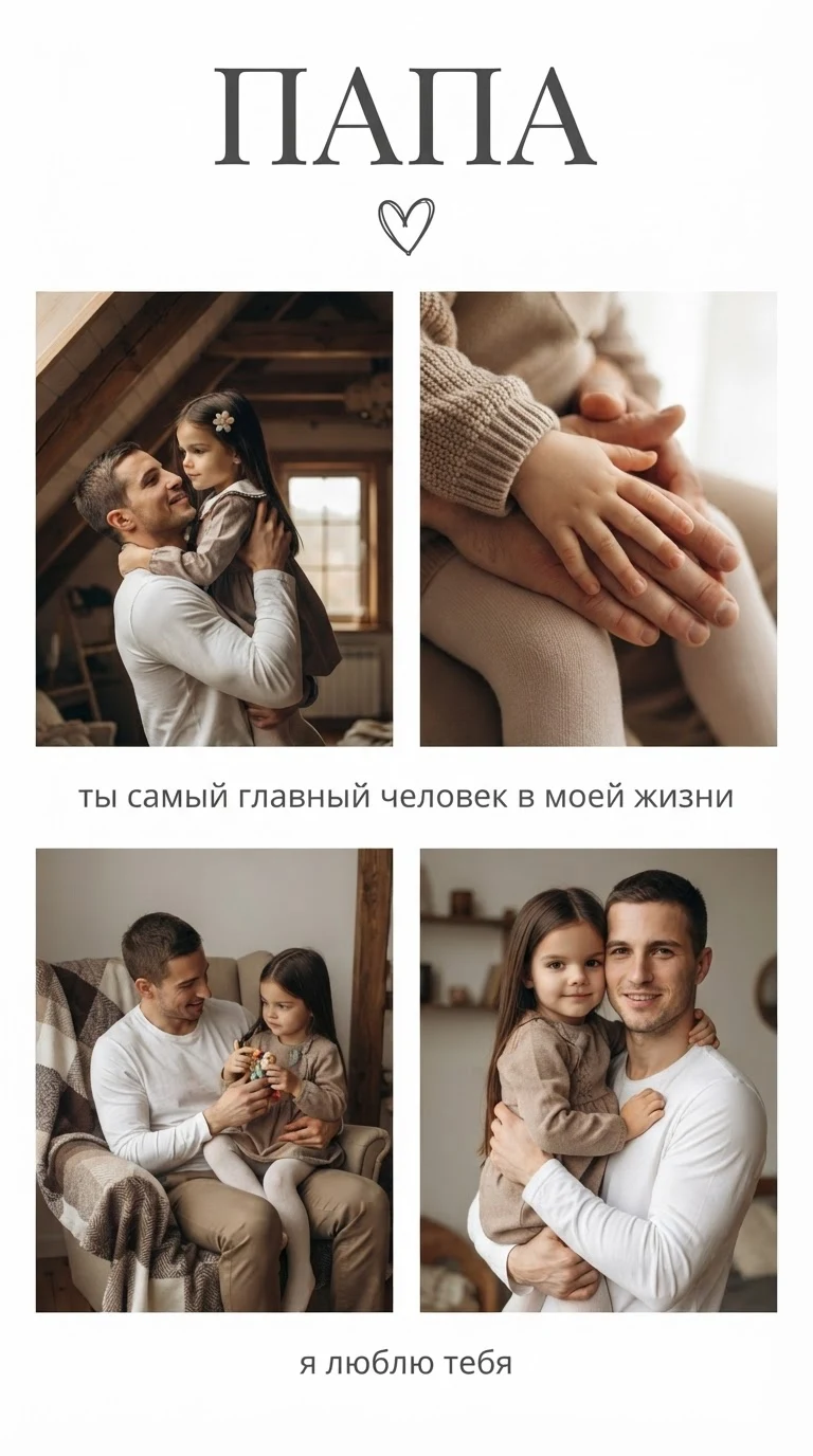 Папа — это слово, в котором помещается целый мир 🌍🤍 Сделать такой же коллаж нажми 🔁