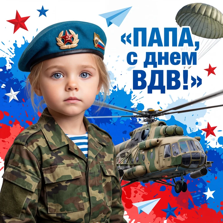 Папа, с днём ВДВ! ( Прикрепить фото девочки )
